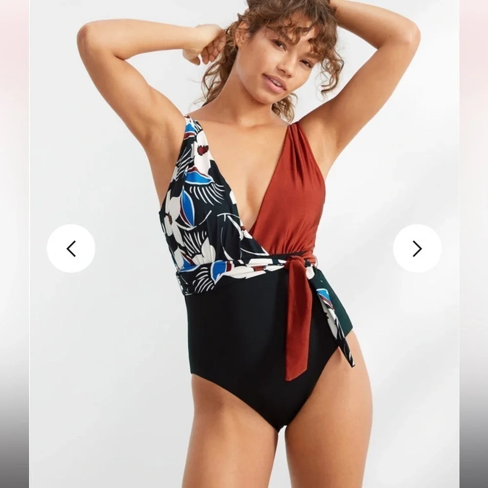 Sanctuary Moody Blooms Tie-Front One-Piece Swimsuit